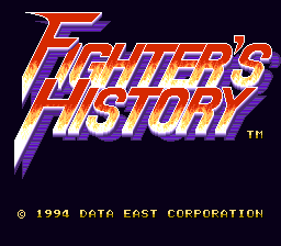 Fighter's History (USA) (Beta) Title Screen